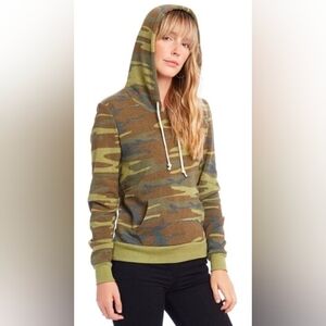 Alternative Apparel Eco-Fleece Athletics Camo Pullover Hoodie Size Small New